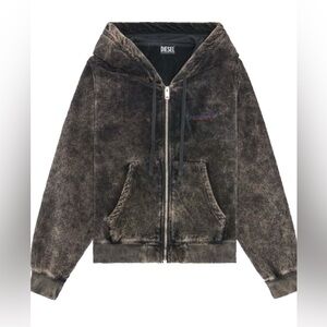 Diesel Plush Terry Cloth 100% Cotton Hooded Zip Up